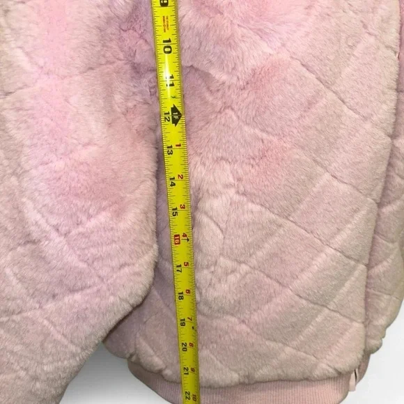 Rare Y2K Forever 21 Baby Pink Faux Fur Zip Hoodie Jacket - Picture 3 of 4